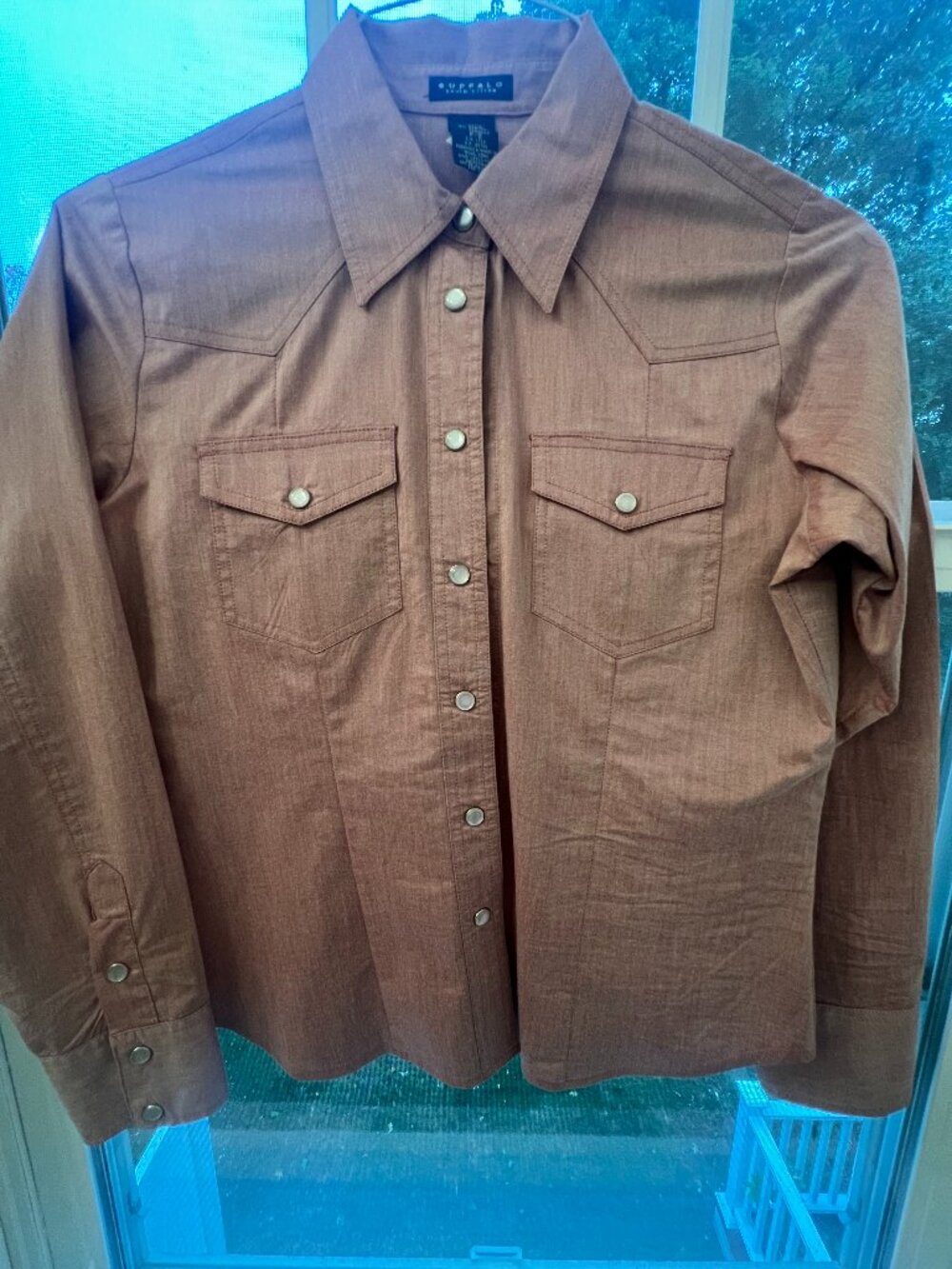 Buffalo David Bitton Western Snap Shirt – Rust Brown, Size P/S